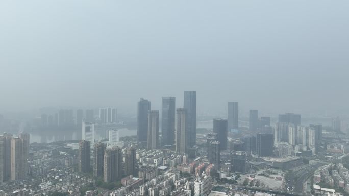 阴天福州航拍城市下雨天建筑云雾缭绕风光