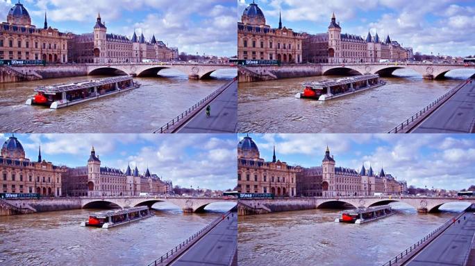 巴黎城市景观。河。桥梁