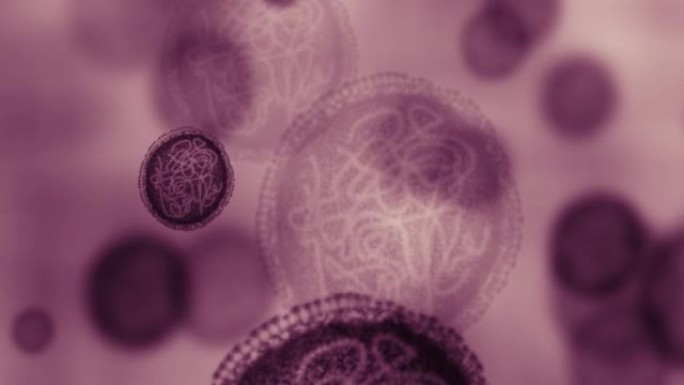 新冠病毒、病毒和生物学，在显微镜下放大细胞，用于科学、研究和创新。在医学发展和科学产业中用于医学分析