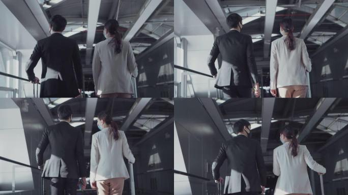 亚洲年轻夫妇在机场。