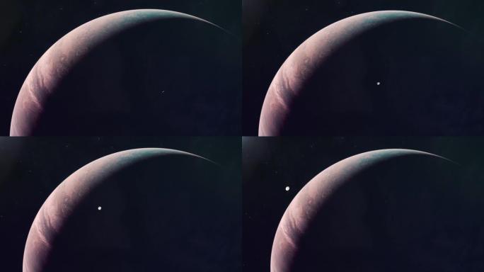 太空探测器和气体巨人木星2的逼真的建立镜头