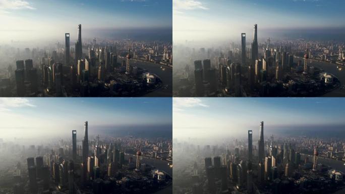 上海天际线鸟瞰图建筑结构建筑风格商业高楼