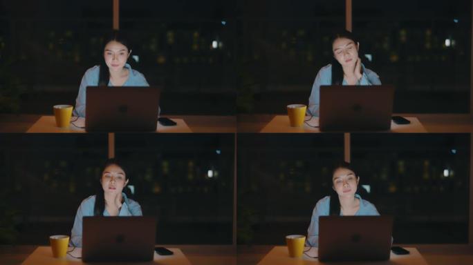 有魅力的女人在家努力工作。