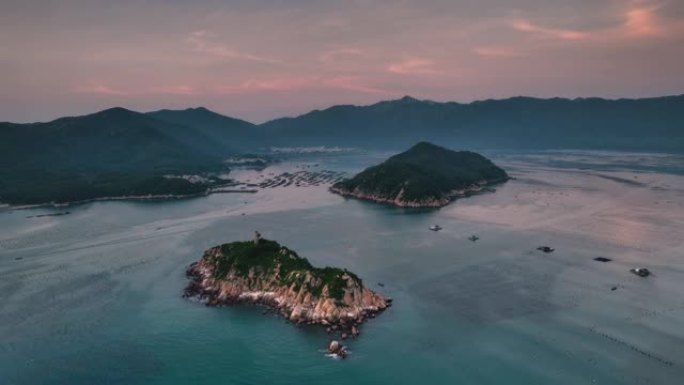 广东岛美丽的日出海岛岛屿礁石