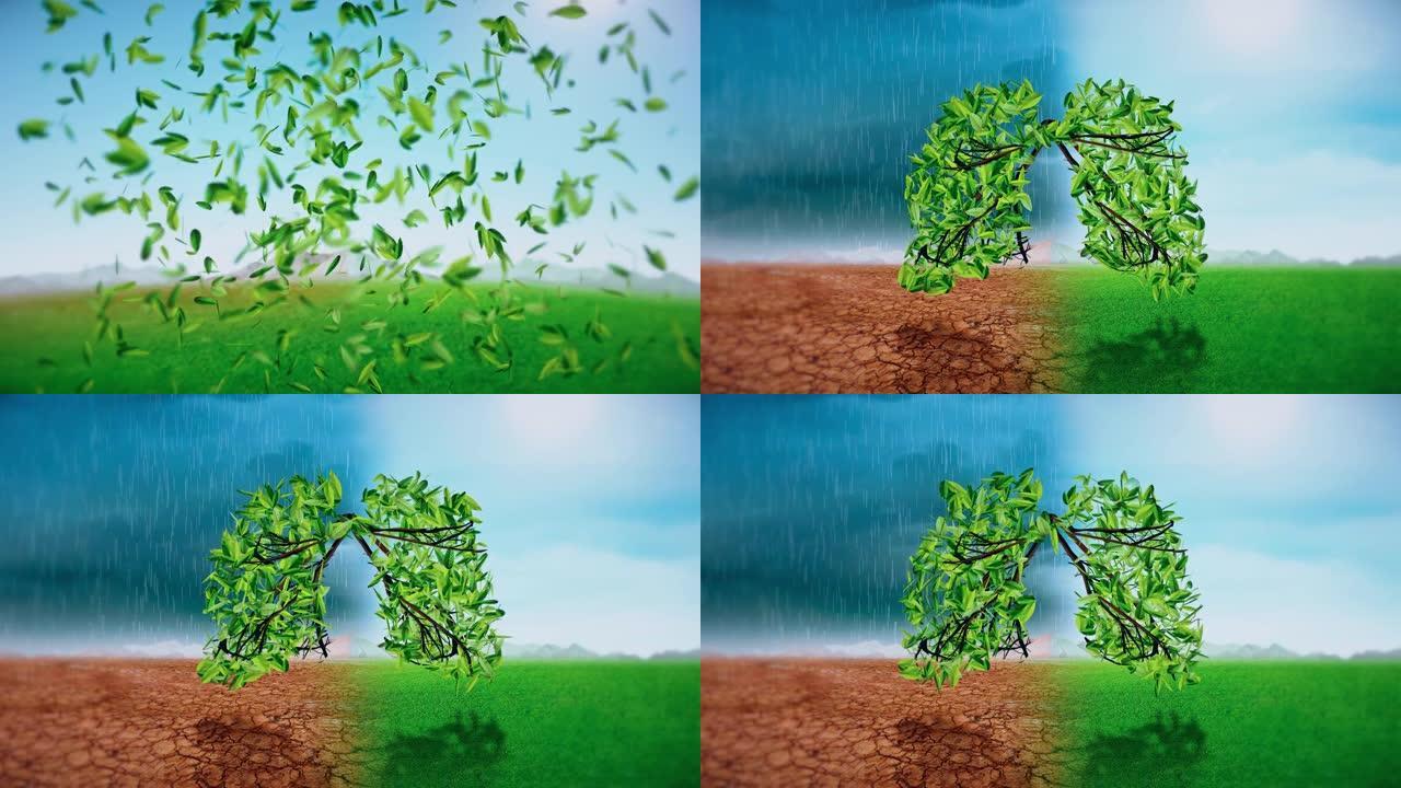 气候变化概念-肺动画