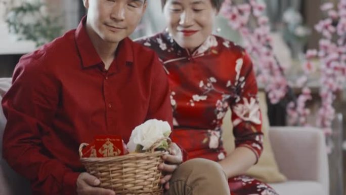 亚洲夫妇庆祝农历新年的肖像