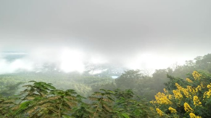 清迈的薄雾高山峰云海翻滚绿水青山生态