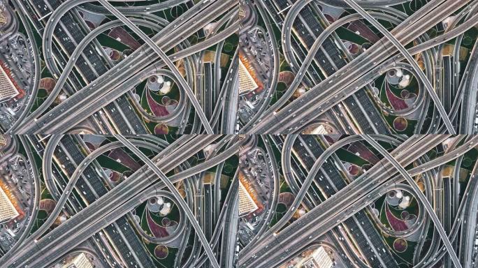 阿联酋迪拜路口的T/L PAN无人机视点视图