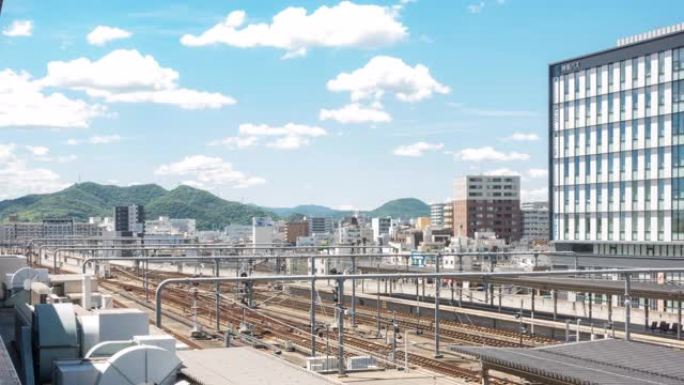 延时: 日本兵库县关西的姬路市容火车运输