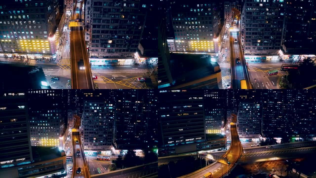 香港夜景夜景车流金融中心cbd灯光灯火