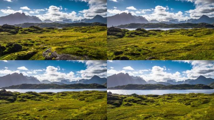 挪威北部的戏剧性景观-起重机拍摄