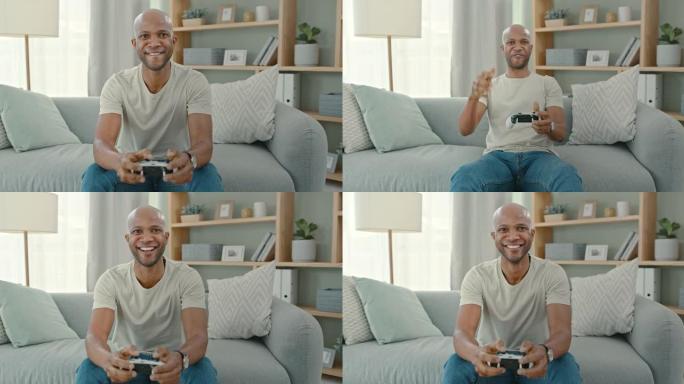 一名男子在家玩电子游戏的4k录像