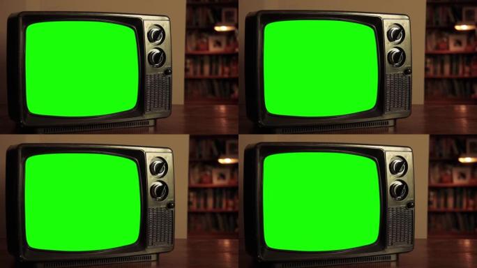 绿屏旧电视机。绿屏旧电视机