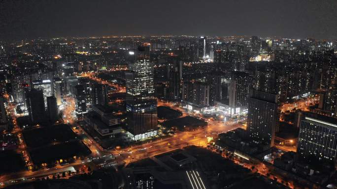 航拍成都天府新区新川科技园夜景