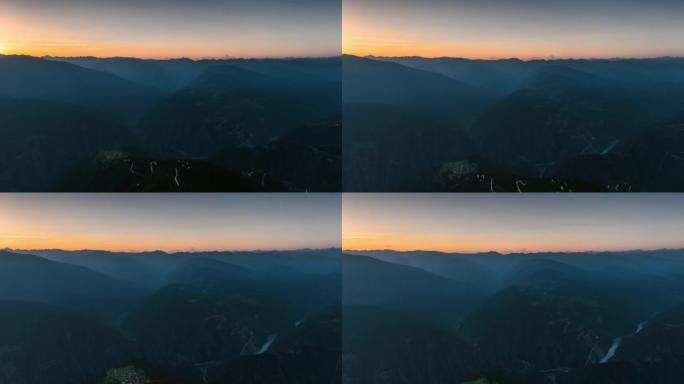 日出时的雅砻江峡谷