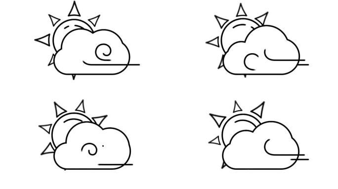 阿尔法通道上的太阳、云和风线图标
