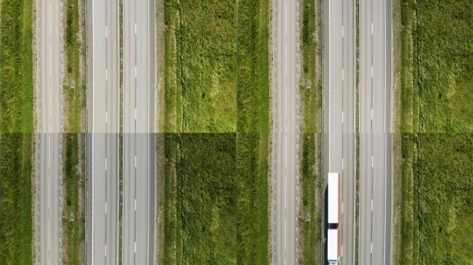 瑞典高速公路的鸟瞰图-正上方