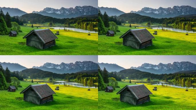 德国巴伐利亚的田园诗般的欧洲阿尔卑斯山