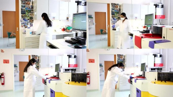 医学研究者使用医学实验室设备
