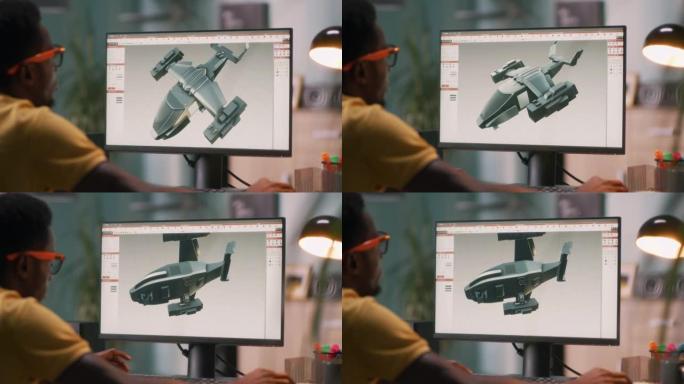 3D设计师为视频游戏创建飞机模型