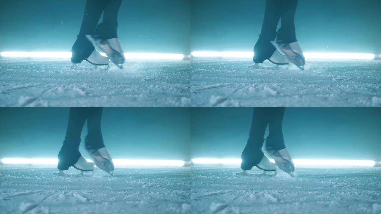 在冰上旋转时，滑冰者的腿关闭