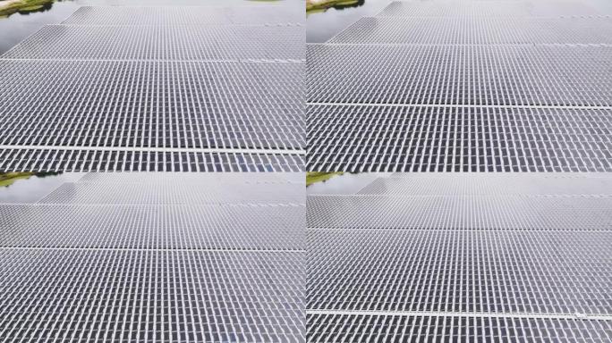 漂浮在水上的太阳能电站的鸟瞰图可再生能源