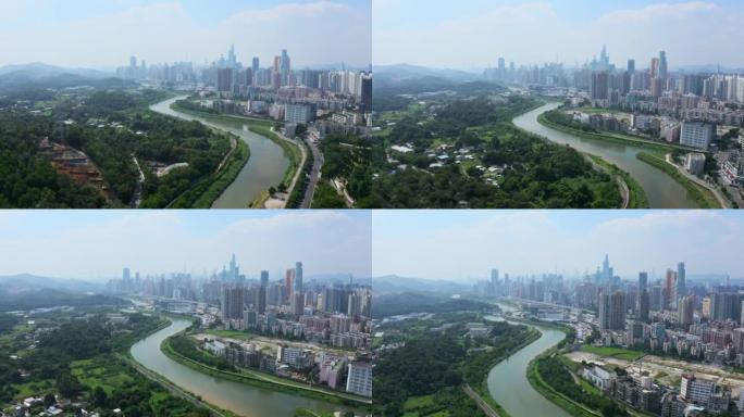 中国深圳市的城市景观鸟瞰图