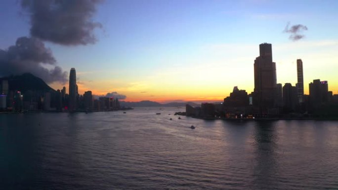 香港的夜景大海海洋沿海地区国际化大都市