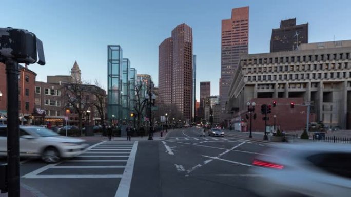 延时:波士顿市政厅和美国市中心的公共市场