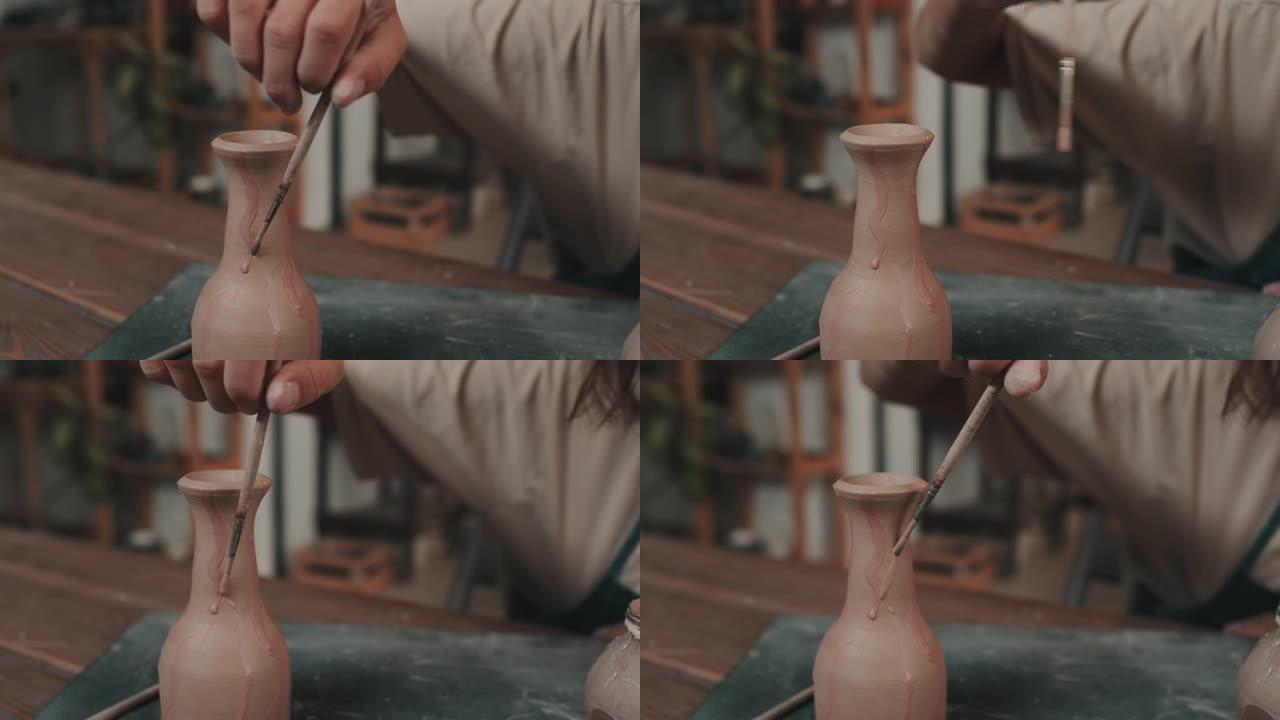 装饰手工陶瓷花瓶实拍视频素材宣传片