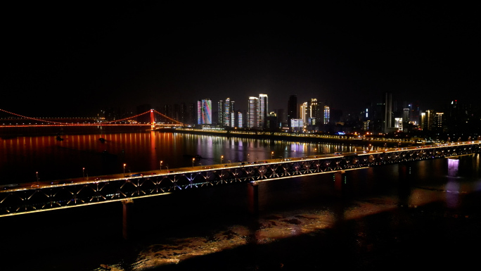 4K武汉长江大桥夜景两岸灯光秀看见黄鹤楼
