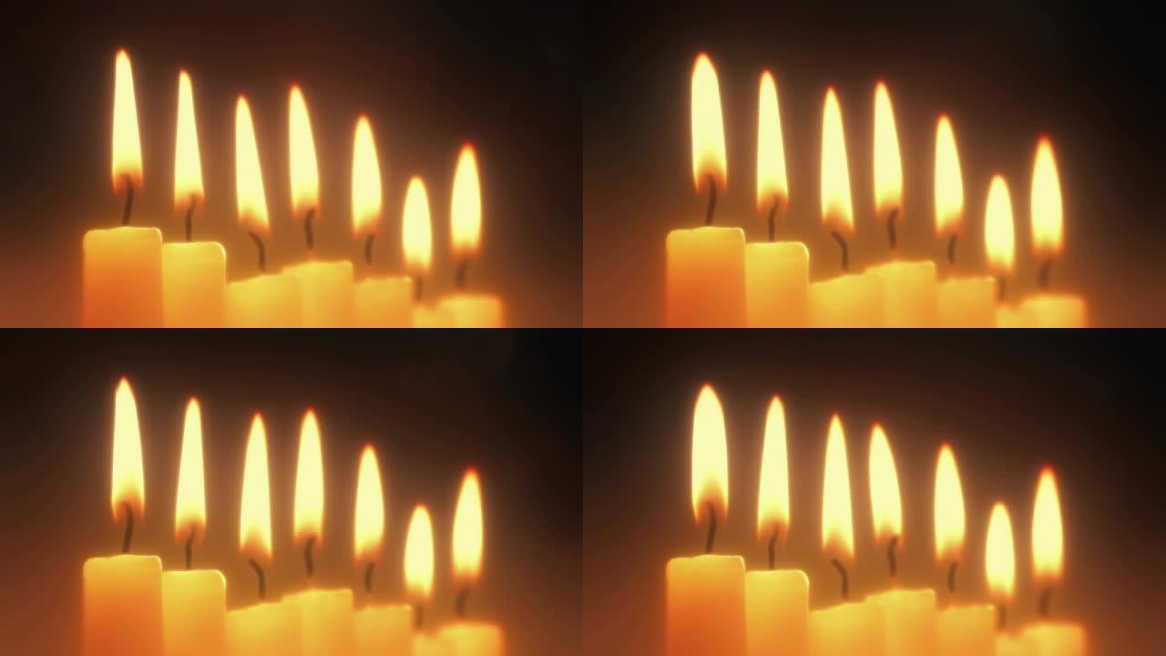 雾霾中的蜡烛排成一排