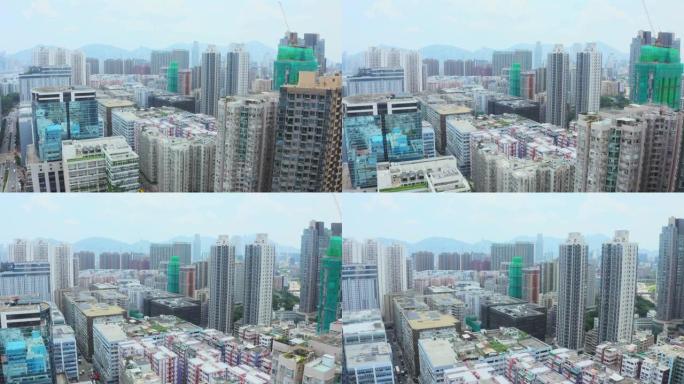 香港九龙城鸟瞰图大楼大厦高楼大厦