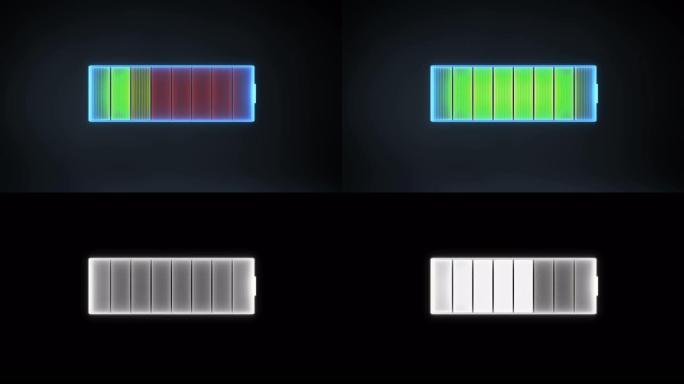 检查电池数字仪表。给电池充电，4k动画。