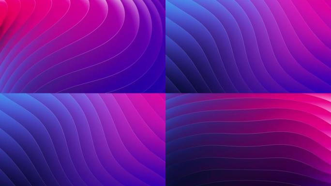 紫色蓝色波浪现代无缝壁纸背景3合1视频。液体梯度数字创意设计。一组明亮的波浪流行颜色背景循环3d动画