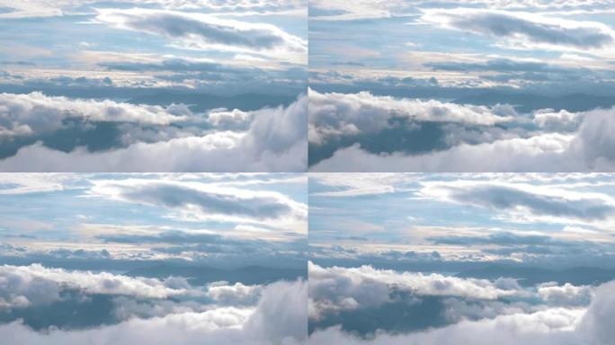 在云上飞翔蓝天白云水天一色航拍