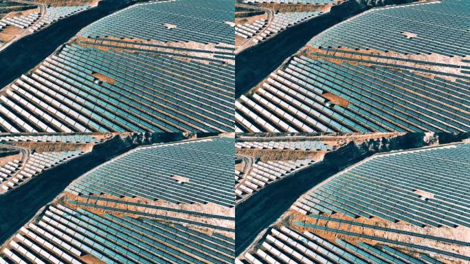戈壁沙漠太阳能电站鸟瞰图