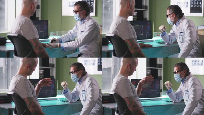 医生在实验室将RFID芯片注入患者手中