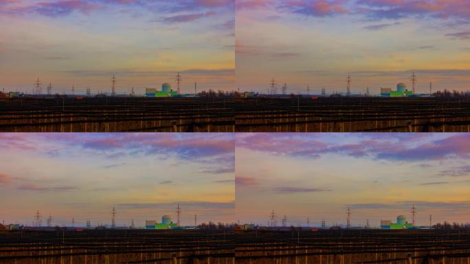 蓝色时刻核电站上空的T/L云景