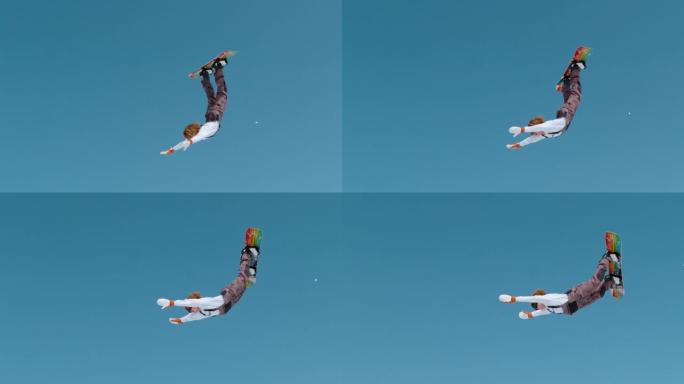 垂直: 极端的滑雪者捕捉到巨大的空气，并进行壮观的后空翻。
