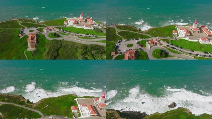 葡萄牙，Cabo da Roca的大西洋海岸无人机视图。夏日