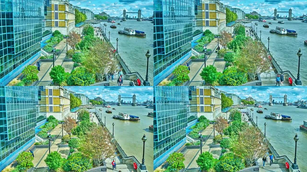 办公楼和塔桥。伦敦