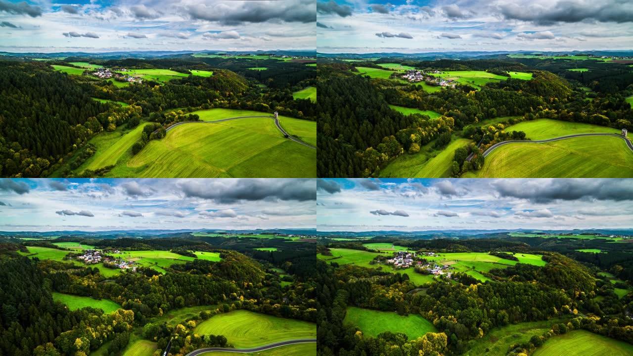 德国乡村景观的鸟瞰图
