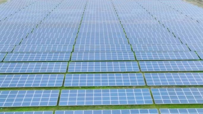 太阳能电池板站农场可再生清洁能源生产的鸟瞰图