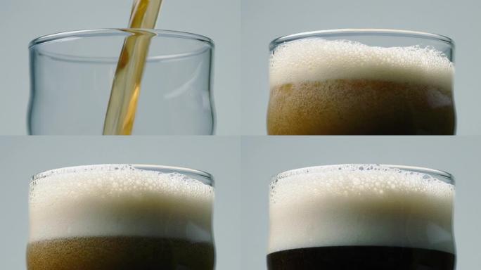 啤酒倒入玻璃特写展示玻璃杯杯子