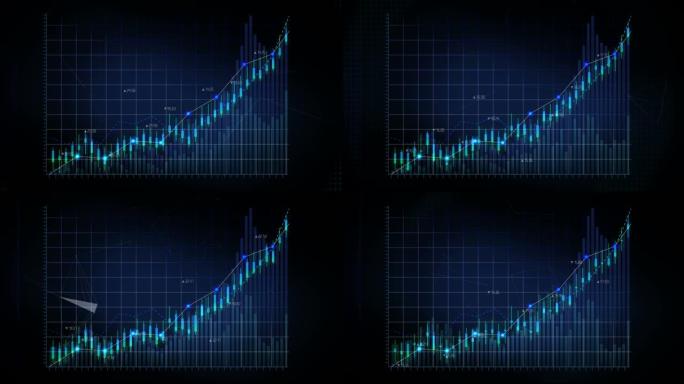 动画股票市场图表。增加蓝线。4k动画。