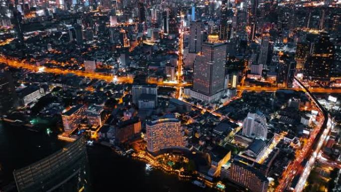 曼谷的空中俯视图夜景