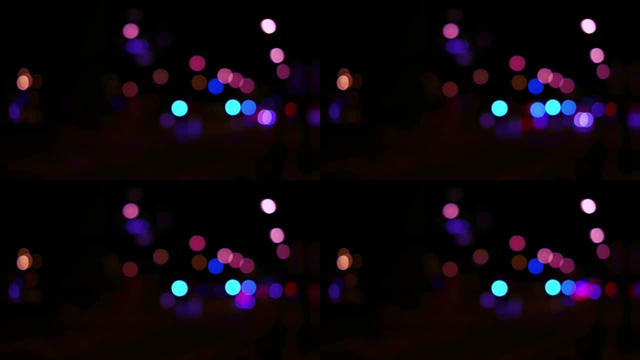 夜间行驶的模糊车辆的4k录像