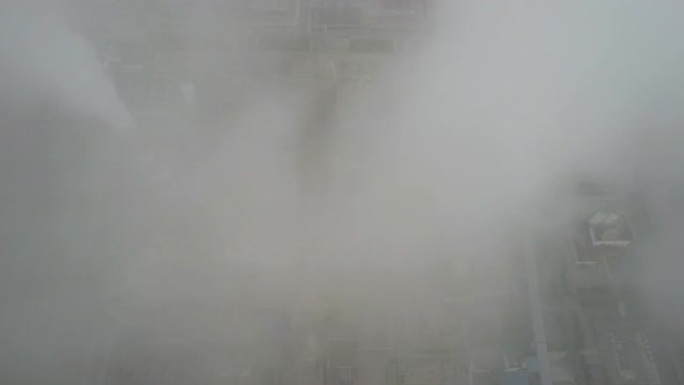 电站鸟瞰图俯拍航拍碳排放白色水蒸气