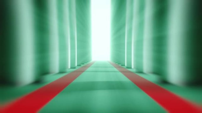 抽象隧道。穿越未来派3D动画。照明走廊的概念，室内设计，太空飞船，科学，技术，科学，建筑，工业，闪亮